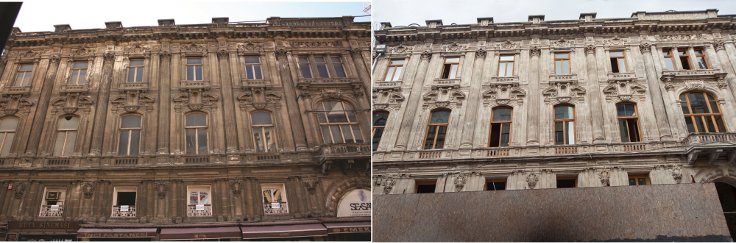 İstiklal Caddesi'ndeki Cercle d'Orient binasının restorasyon öncesi ve sonrasındaki görüntüsü.