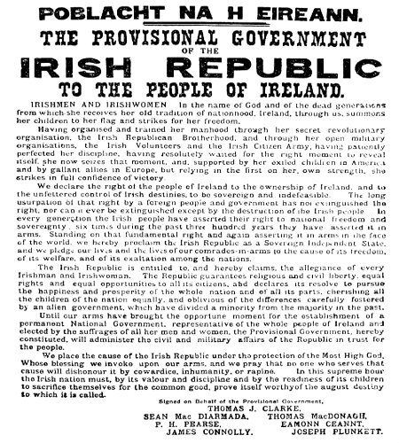 Yayınlanan Bağımsızlık Bildirgesi, 24 Nisan 1916.
