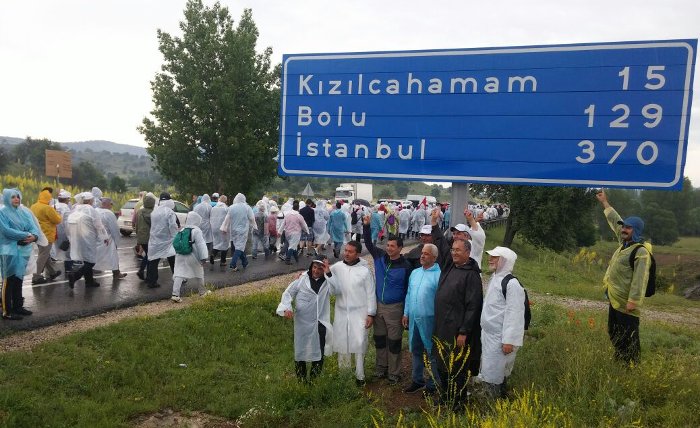 Ankara'dan başlatılan yürüyüşte İstanbul'a 370 kilometre kaldı.